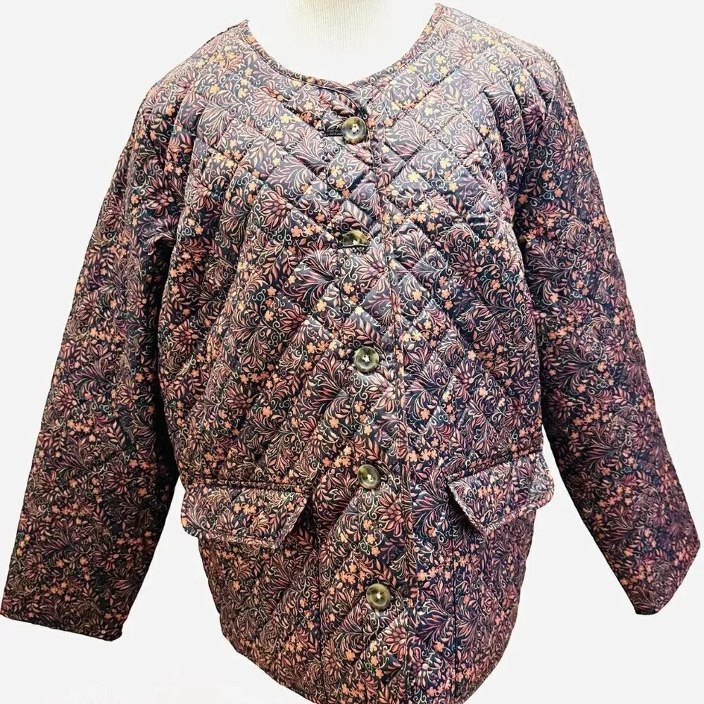 NWT CROFT & BARROW Women Button Down Quilted Vines Jacket Lightweight Size Sz 1X